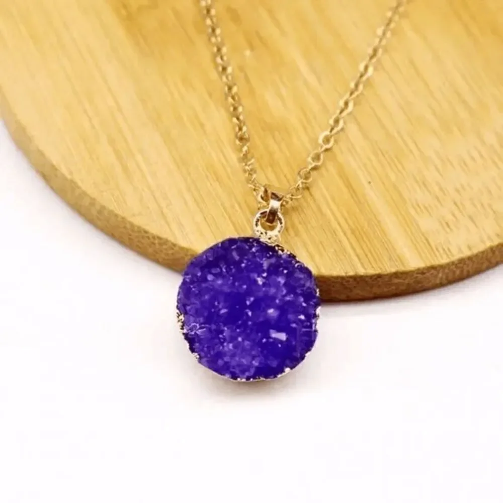 Purple Fashion Stone Round Necklace